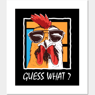 Funny Retro Vintage Guess What? Chicken Butt! Posters and Art